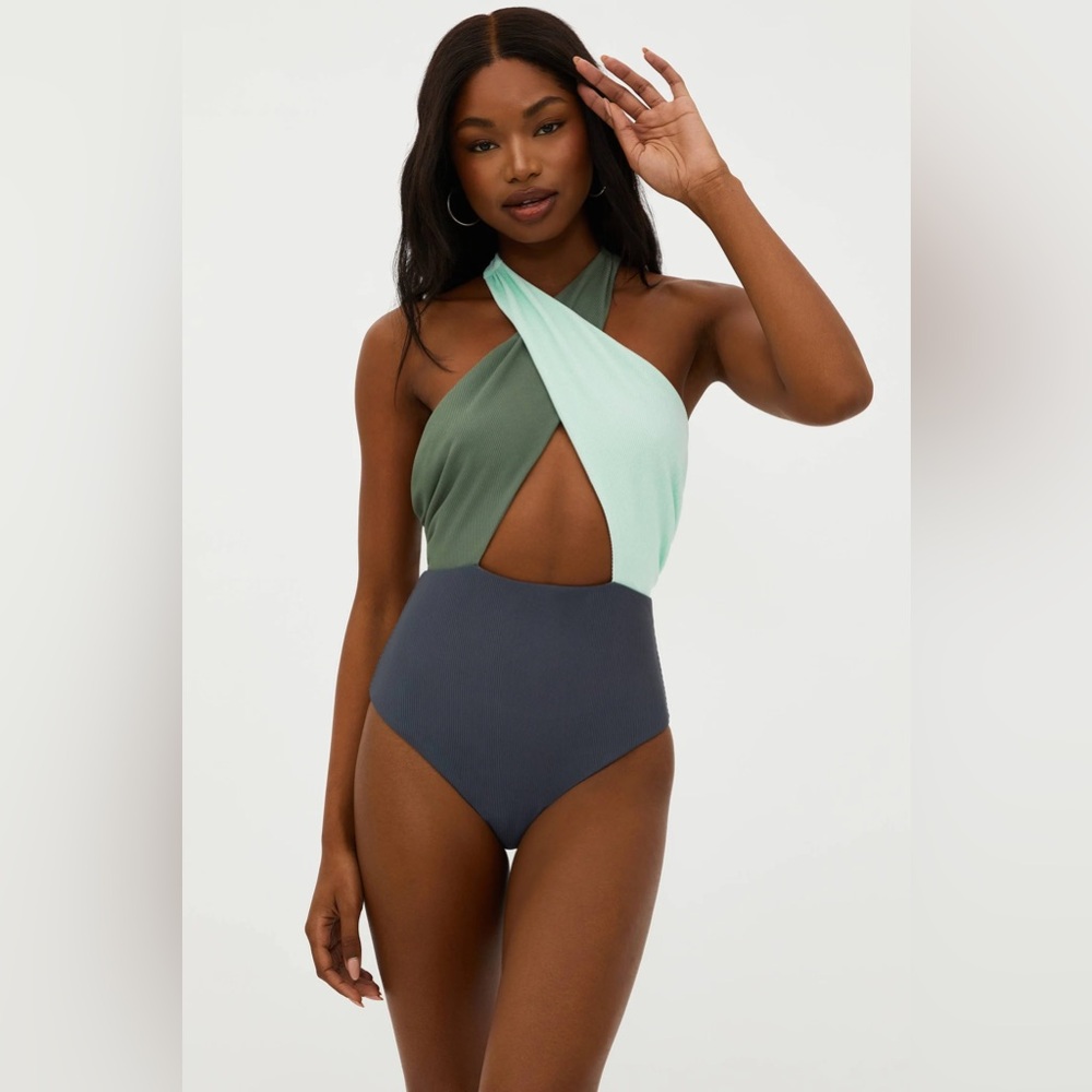 Beach Riot- Jessica Two-Tone Swimsuit- Palm Paradise